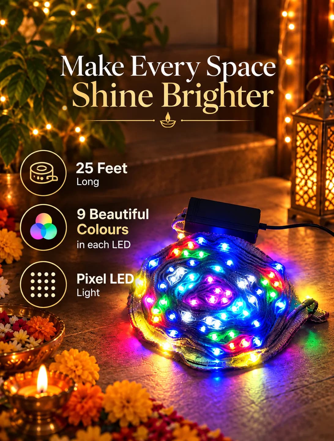 Pixel LED Patta Light – Multicolour Diwali Decoration — 2