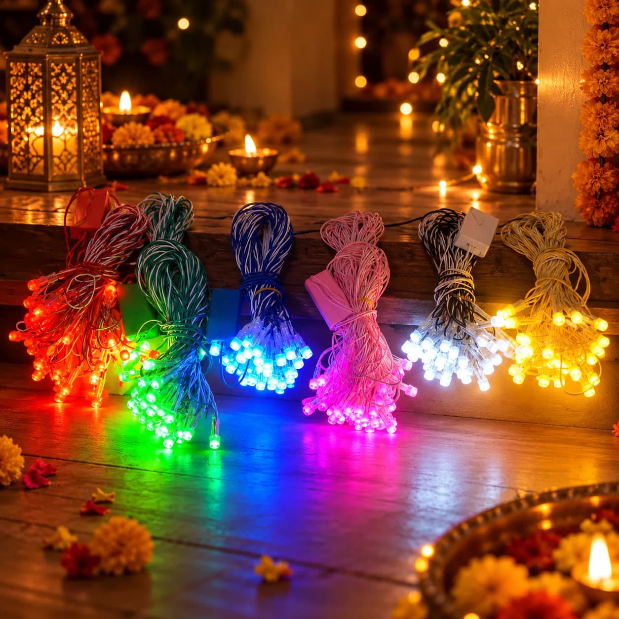 35 Feet Single Colour Pixel LED String Lights for Diwali Decoration